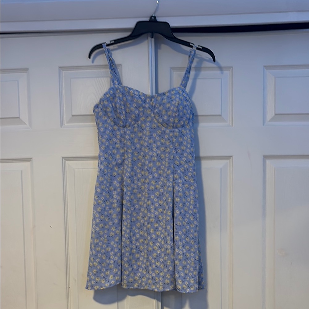 blue floral dress
